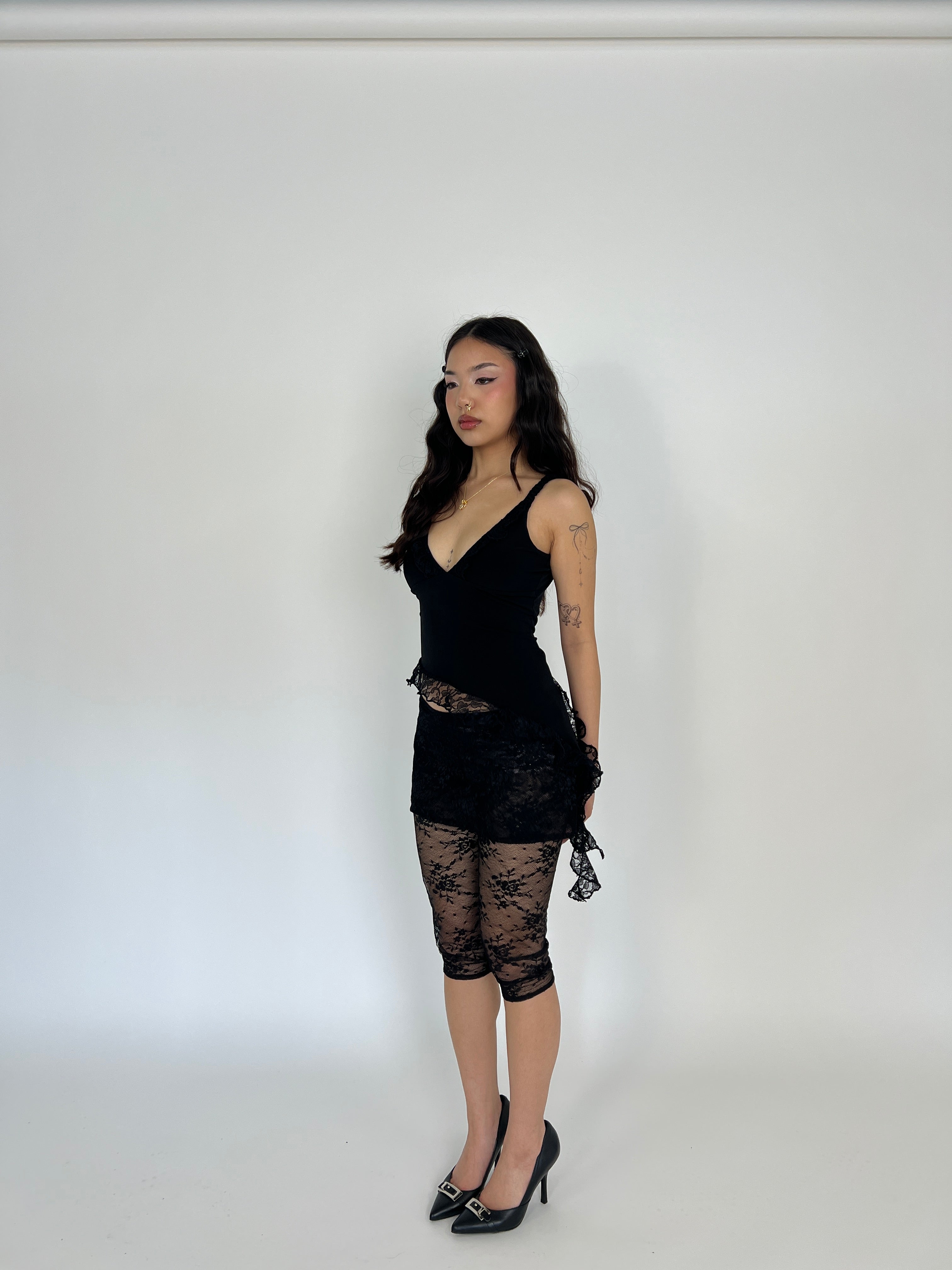 Black Lace Capri Skirt