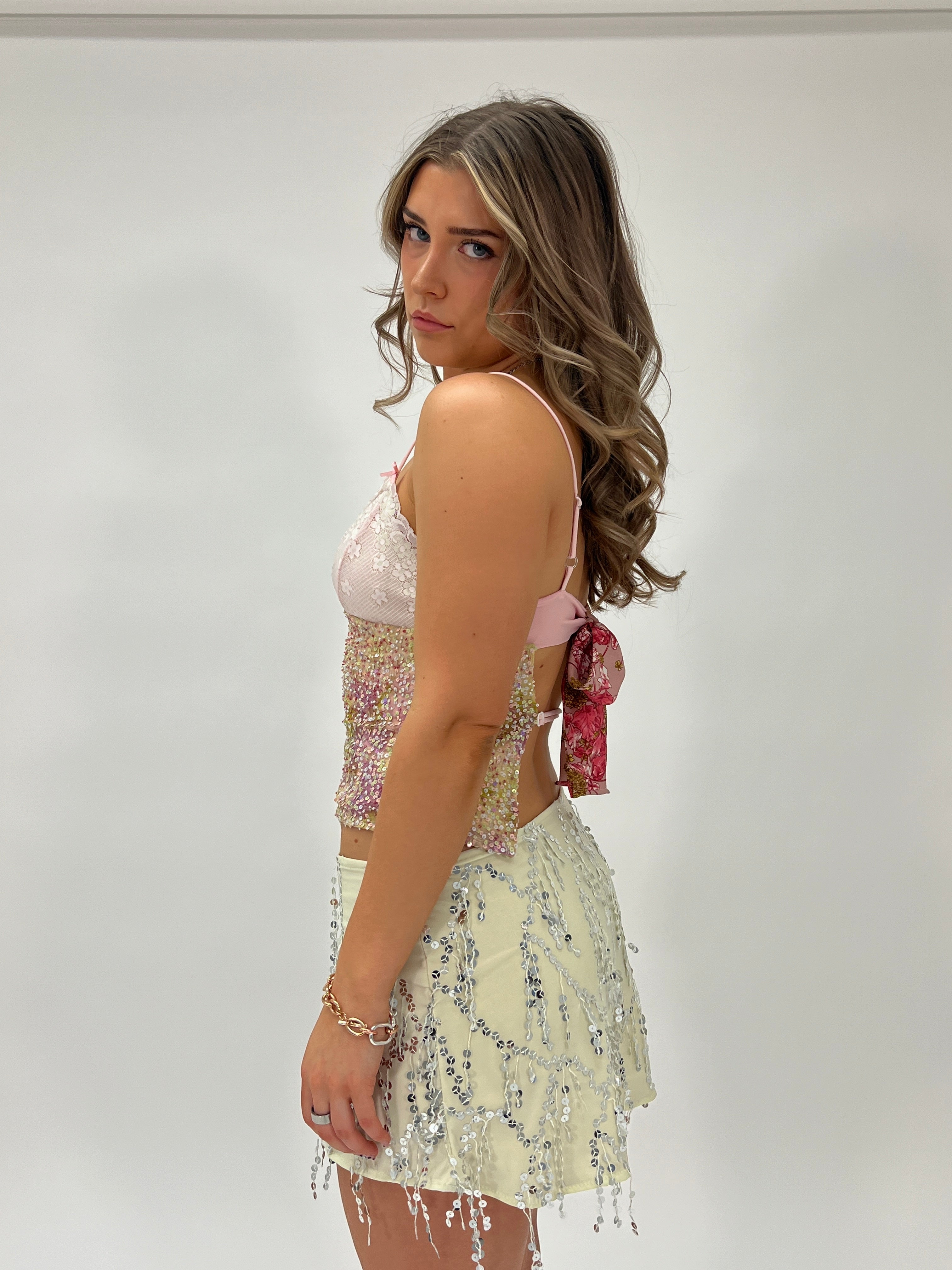 Mint Sequin Mini Skirt