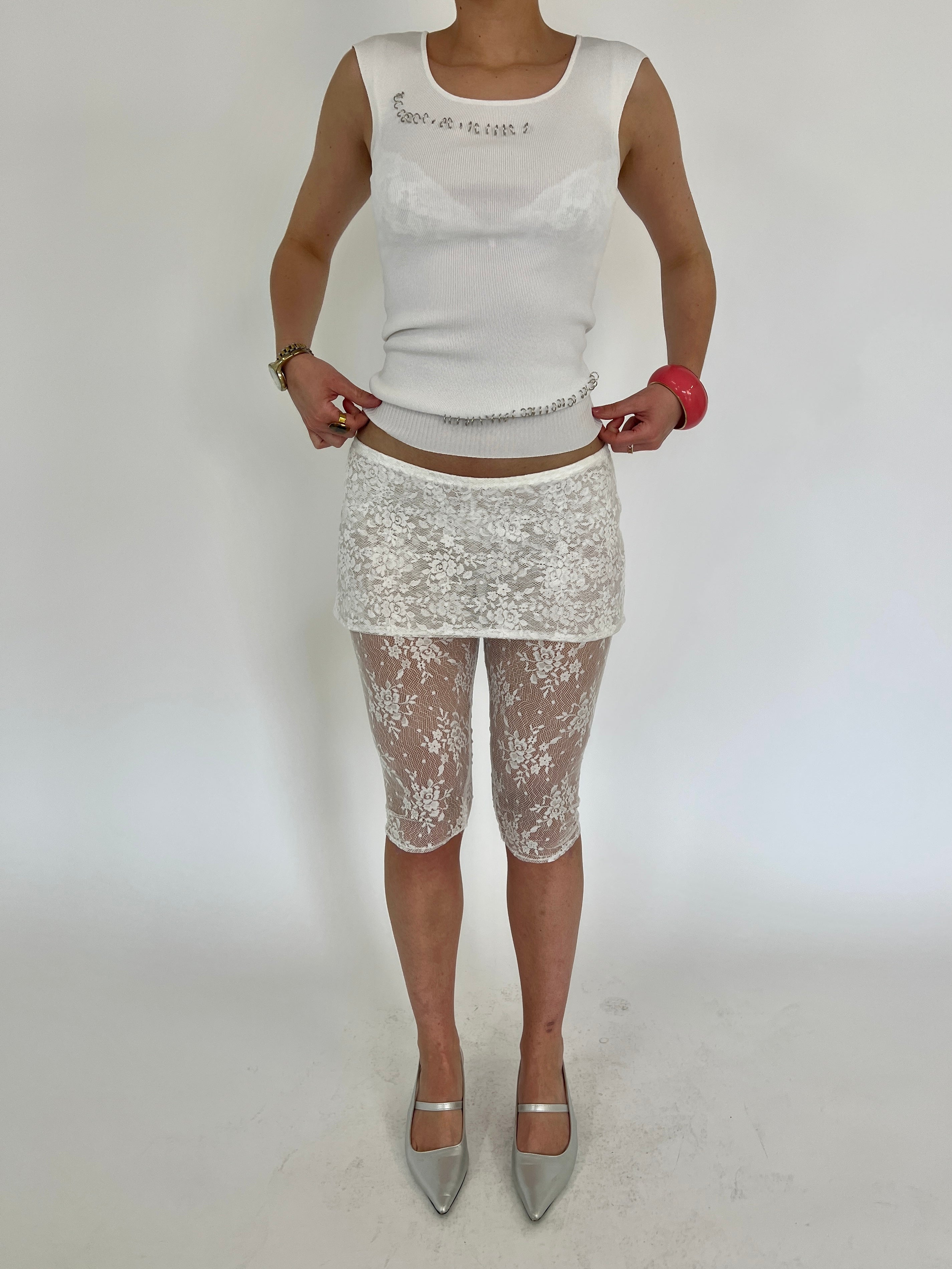 White Lace Capri Skirt