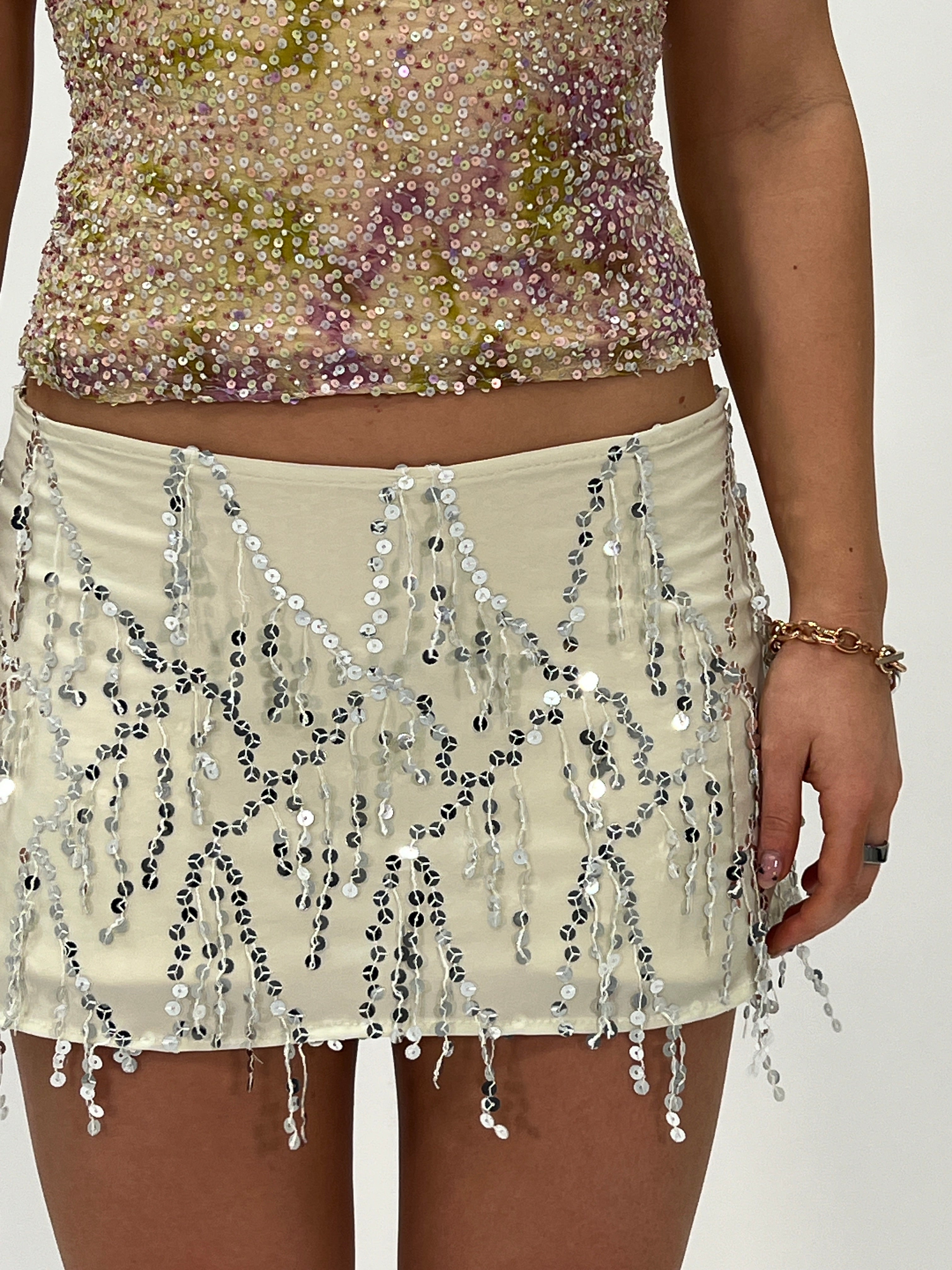 Mint Sequin Mini Skirt