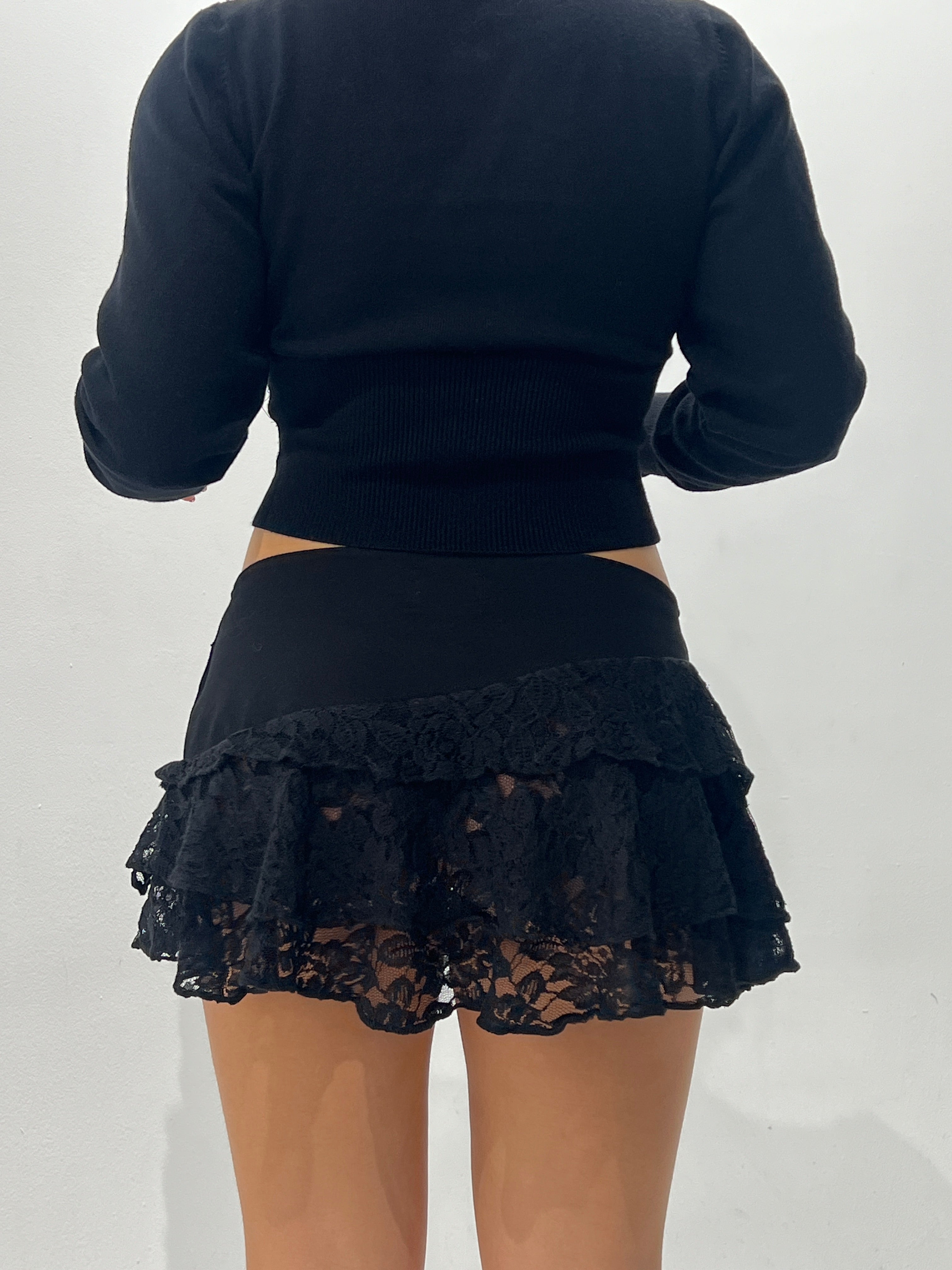 Black Lace Mini Skirt